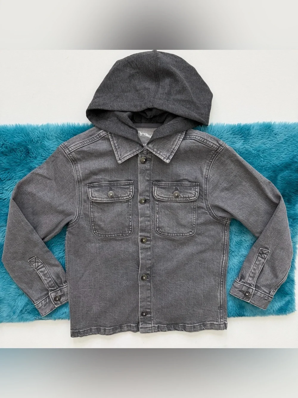 art class Gray Hooded Denim Jacket Size M (8)